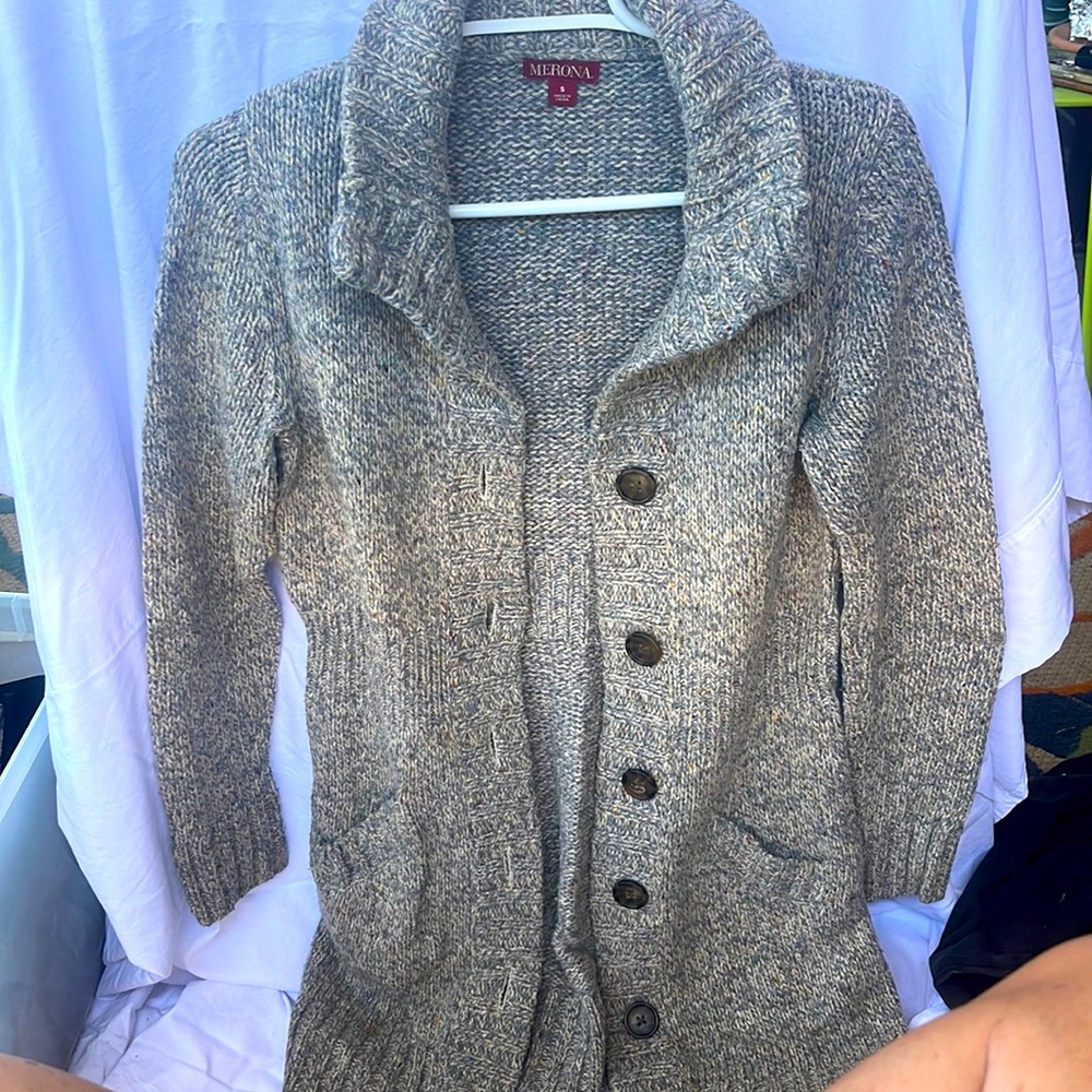 Winter sweater blue cream Sz S
